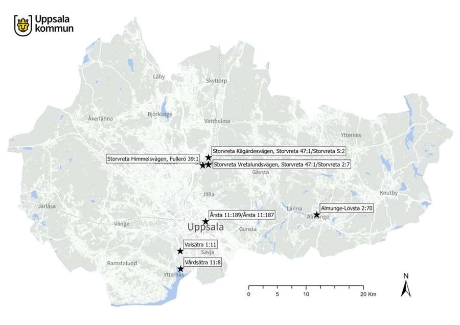 Årsta, Valsätra, Vårdsätra, Almunge, Fullerö samt Storvreta är de platser som kommunen bedömt lämpliga för nya LSS-bostäder.