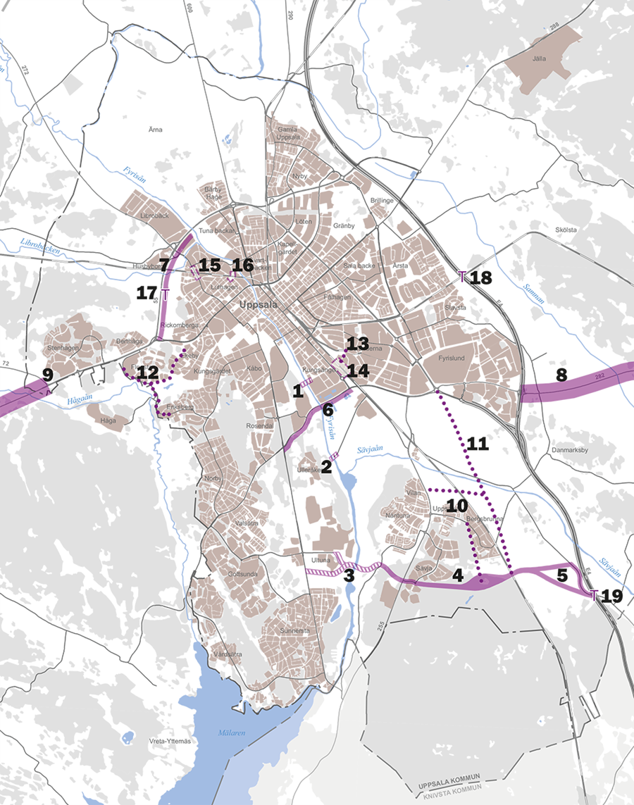 Figur 29, reservat bro, väg och trafikplats