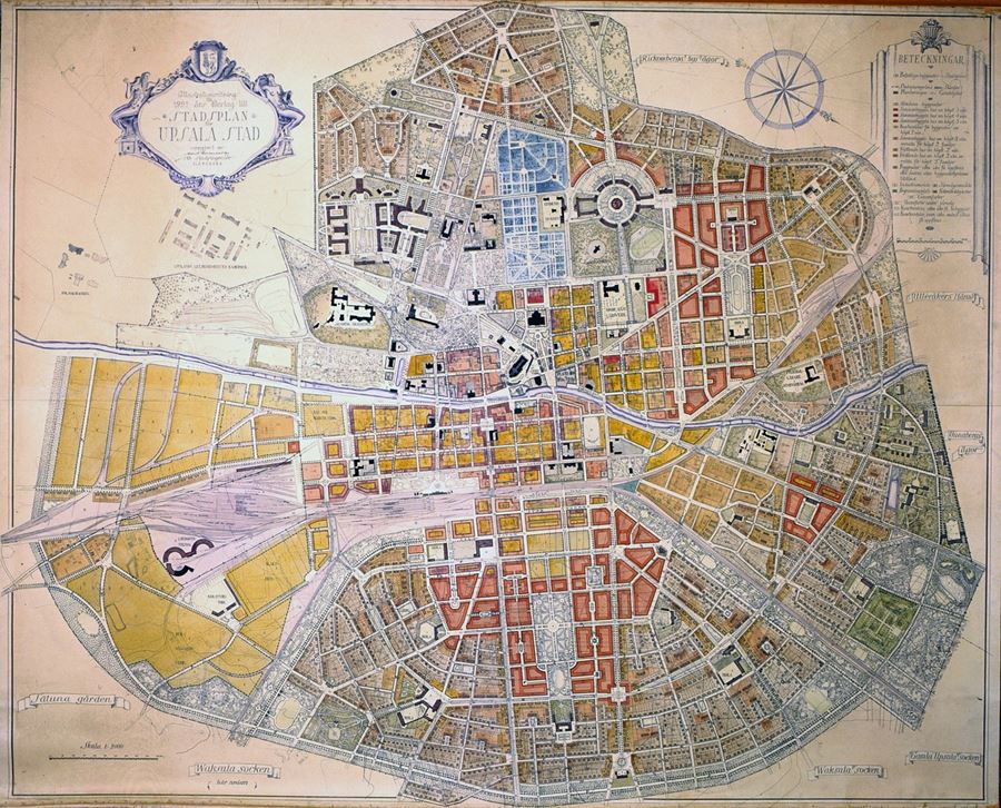 Karta över stadsplanen för uppsala 1921