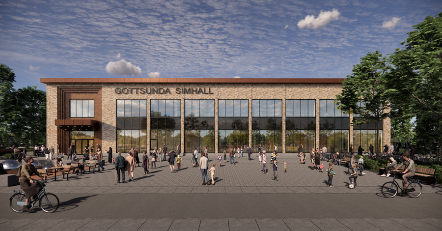 Simhallen ska ges en öppen karaktär och tillsammans med torget bidra till ökat stadsliv och en tryggare miljö i centrala Gottsunda.
