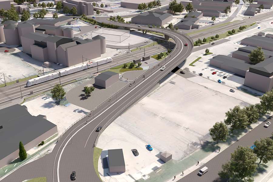 Vy över den nya bron - Sofielundsbron