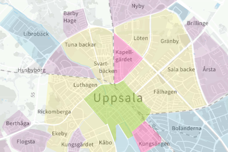 Karta som visar parkeringszoner