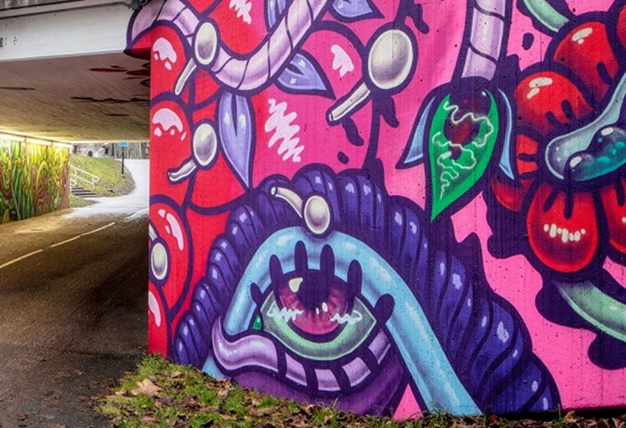 Konstverk i tunnel, Andra sidan av Amara Por Dios.