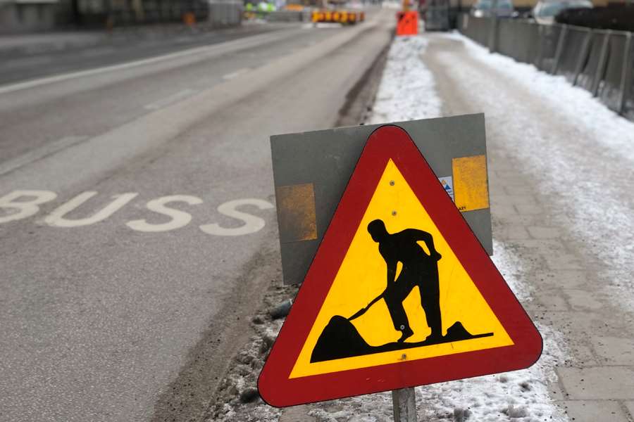 Vägmärke för vägarbete