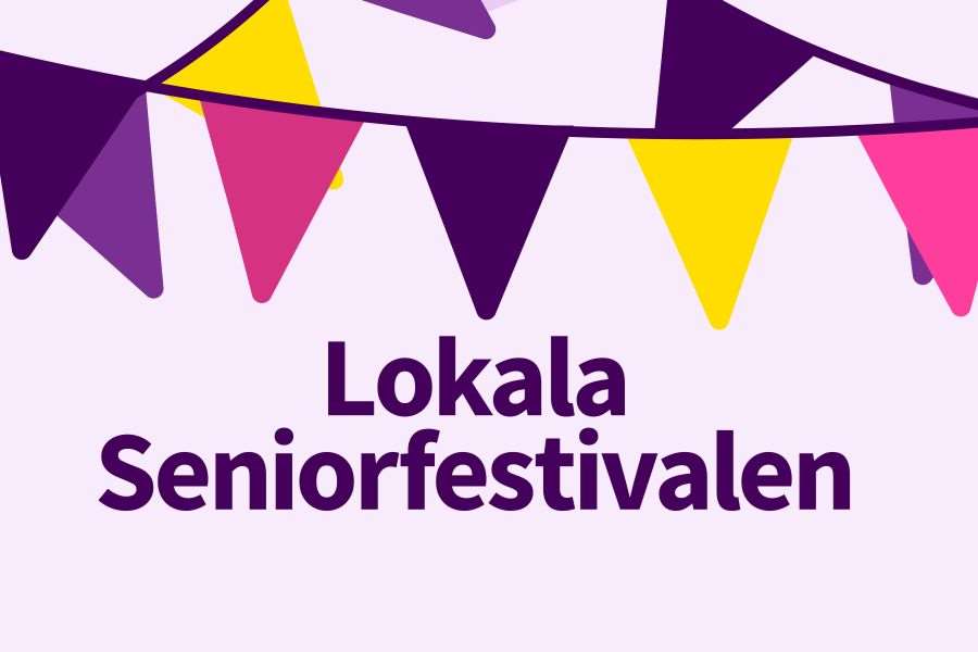Vimplar med texten "Lokala Seniorfestivalen"