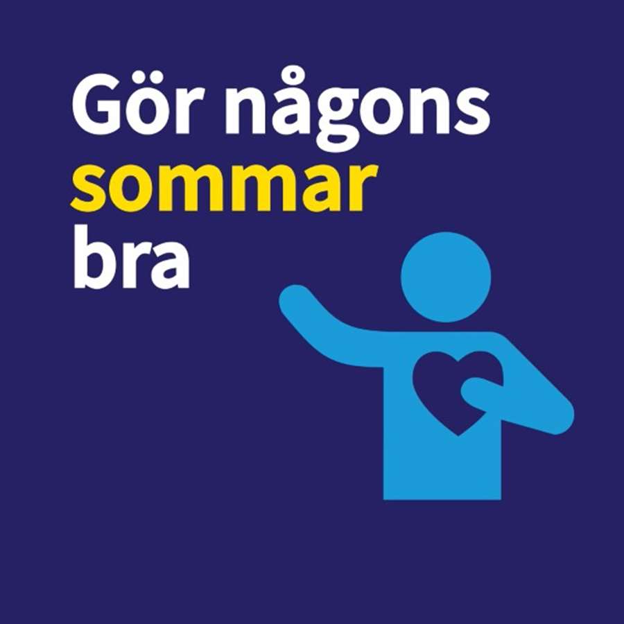 Illustration med person som håller handen på hjärtat och texten "gör någons sommar bra"