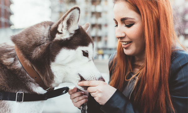 Tjej med hund