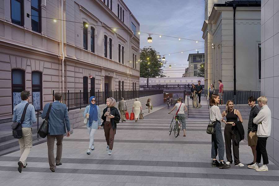 I framtiden kommer du kunna passera under järnvägen vid S:t Persgatan via en tunnel.