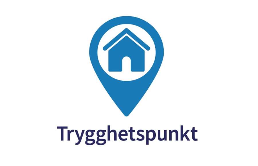 Grafik av ett hus med texten trygghetspunkt under