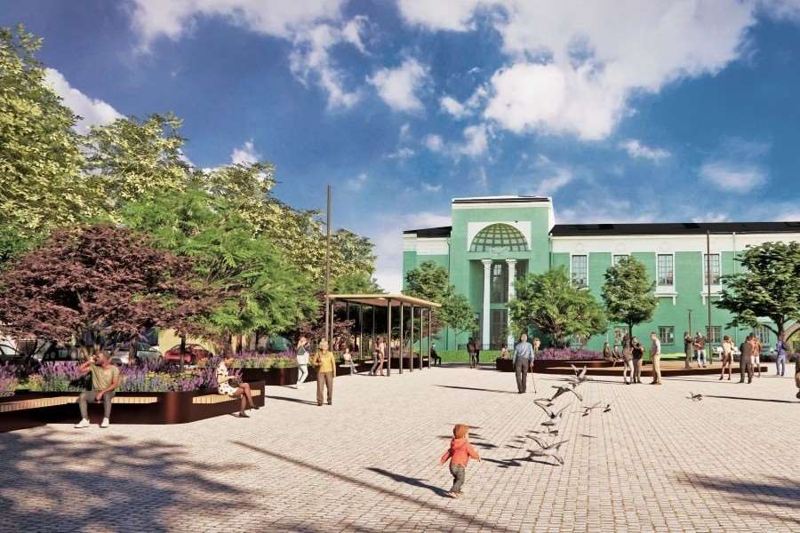 Illustration som visar Vaksala torg