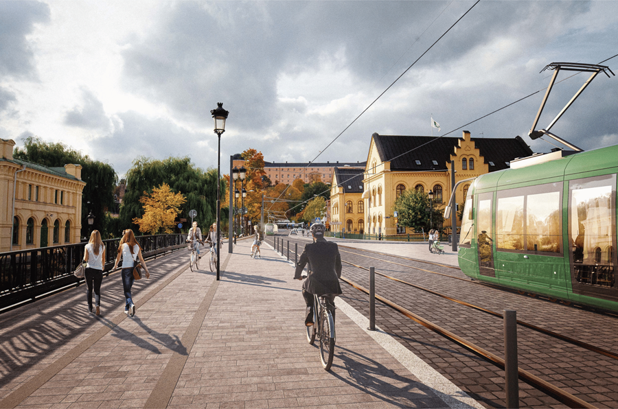 Illustration över den kommande spårvägen