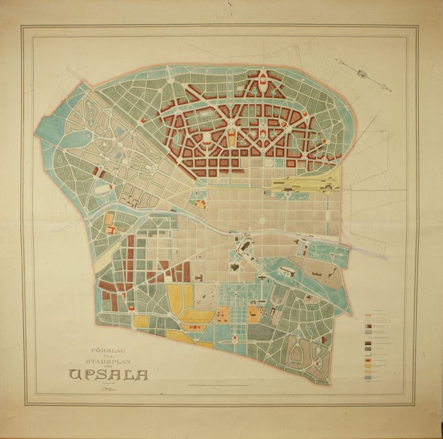 Karta över stadplanen för uppsala 1910