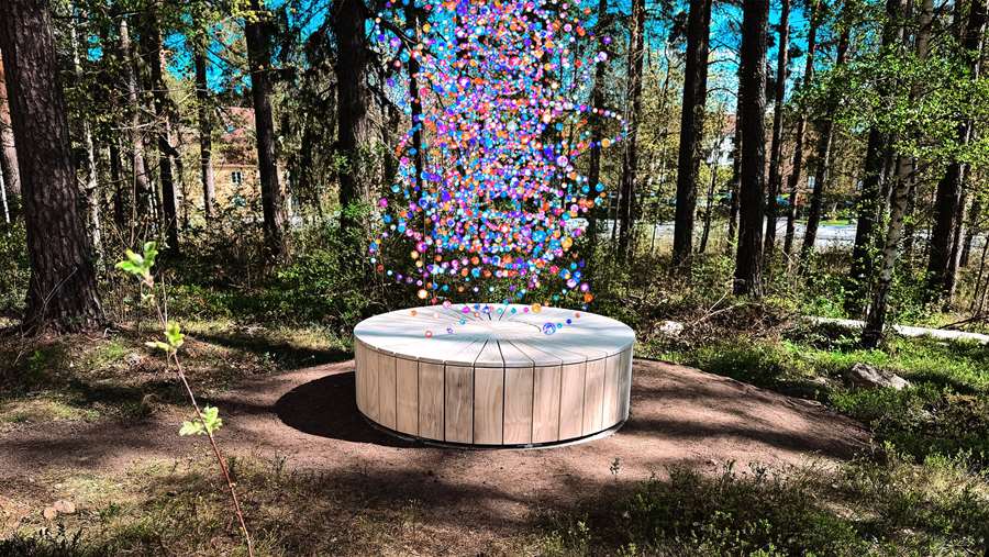 Bänk på Lyrikparken med AR-bild