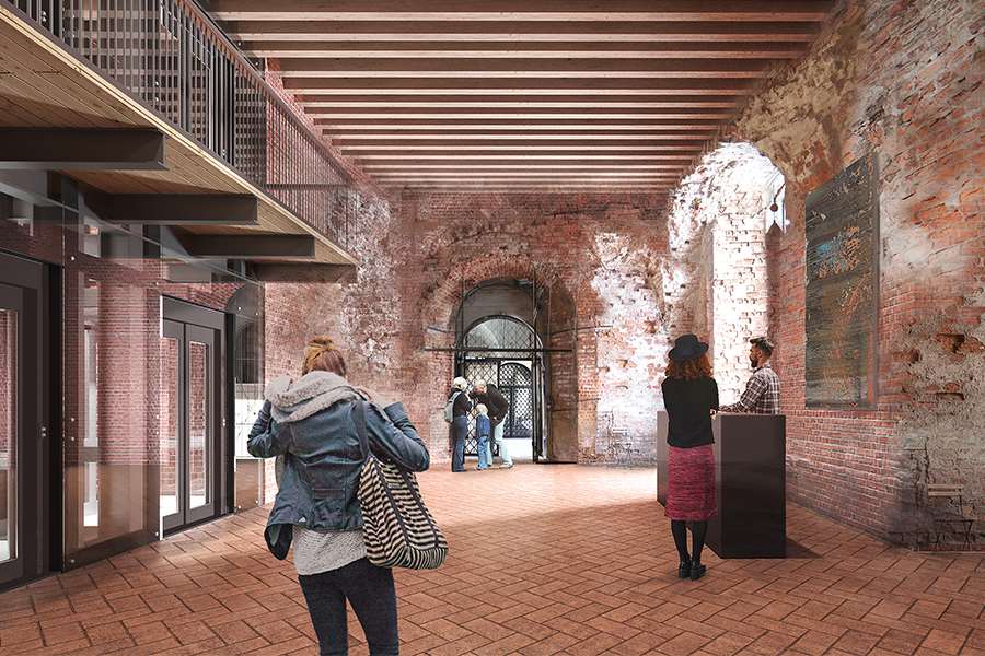 Visionsbild Uppsala konstmuseum. Nedre entrén i Södra bastionen