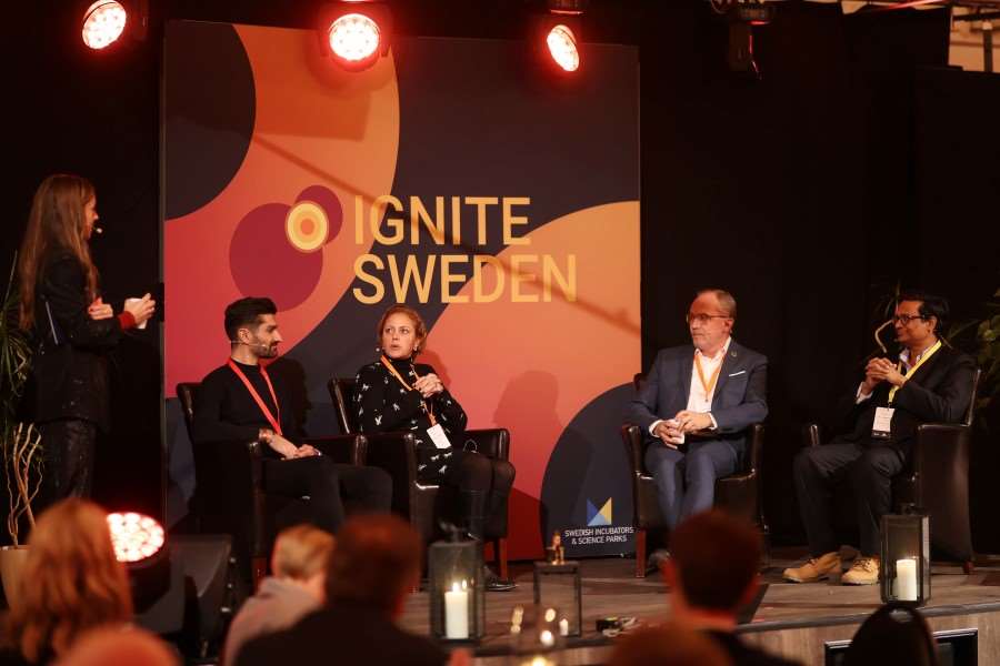 Fleras personer i panelsamtal under Ignite Sweden Day