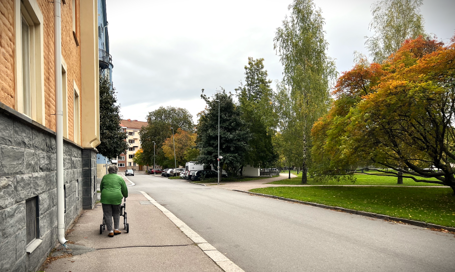 Dam på promenad i Uppsala