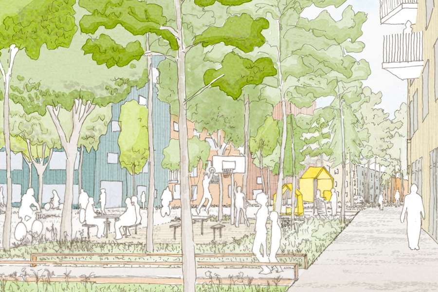 Skiss på hur bebyggelsen i de sydöstra stadsdelarna kan se ut i framtiden.