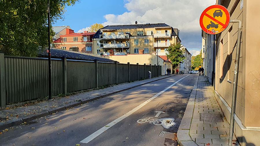 Dubbelriktad cykling utmed enkelriktade gator