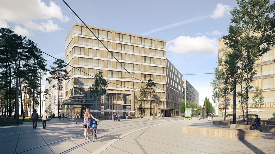 Illustration av h&#229;llplats vid Talltorget i Rosendal.