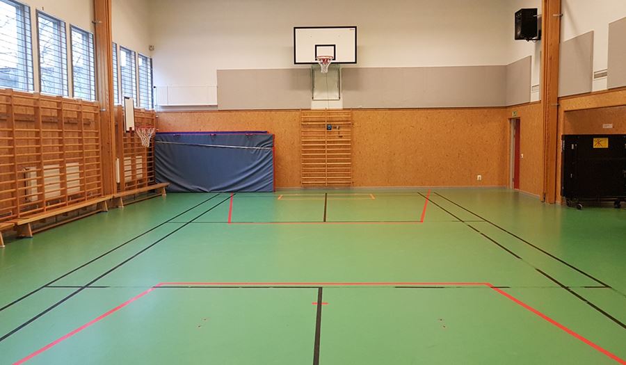 Interiörbild från gymnastikhall.