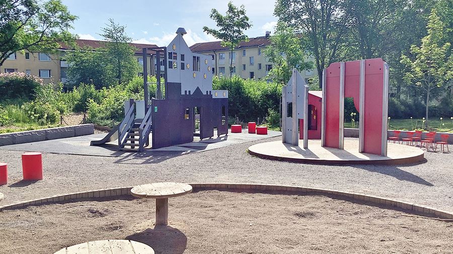 Översikt Källparkens lekplats