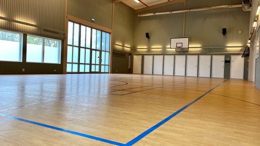 Interi&#246;rbild Korskyrkans idrottshall.