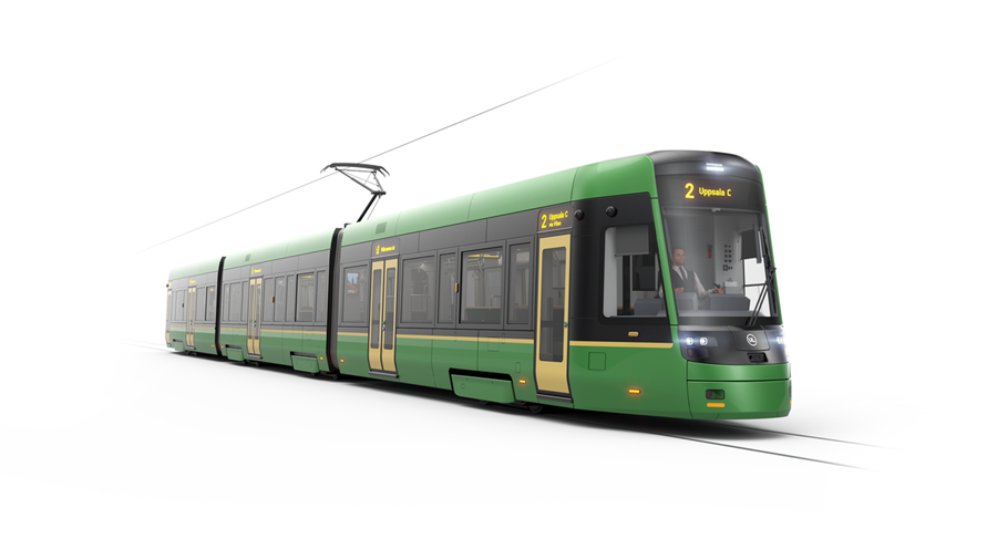 Hela spårvagnen utan bakgrund